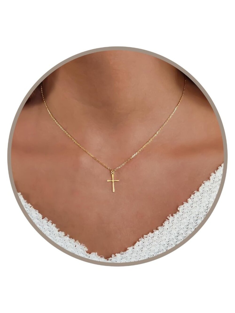 Gold Plated Stainless Steel Cross Necklace 16+2" Pendant